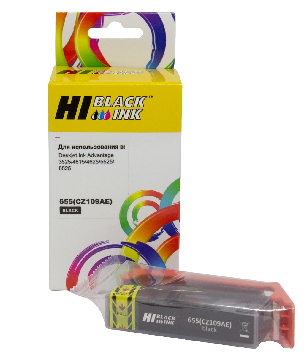 Картридж Hi-Black (HB-CZ109AE) для HP DJ IA 3525/5525, №655, Bk