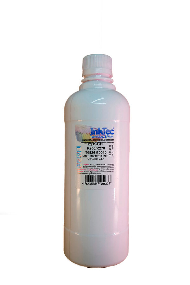 Чернила InkTec (E0010) для Epson R200/R270 (T0826), ML, 0,5 л.