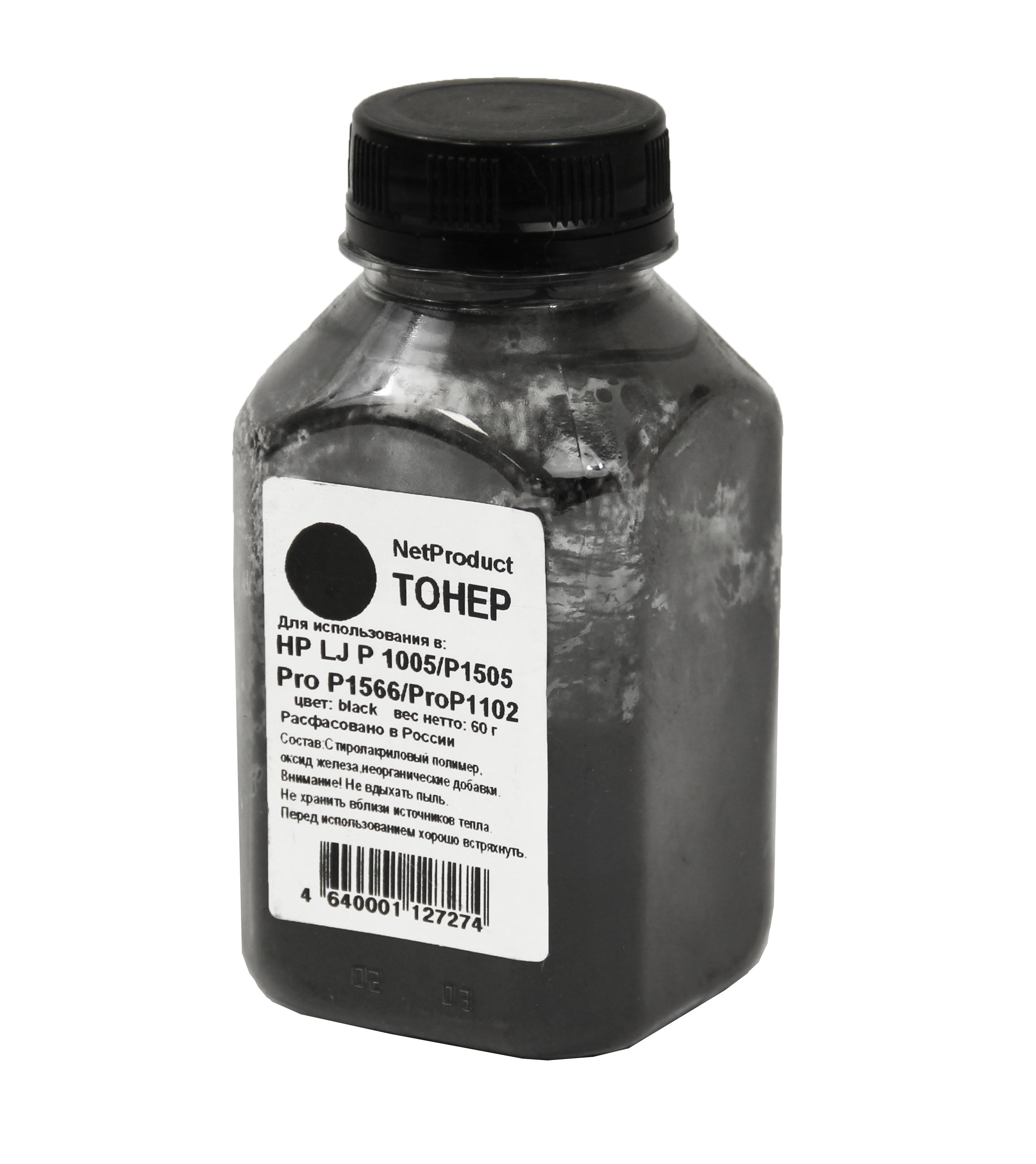 Тонер NetProduct для HP LJ P1005/P1505/ProP1566/ProP1102, Bk, 60 г, банка