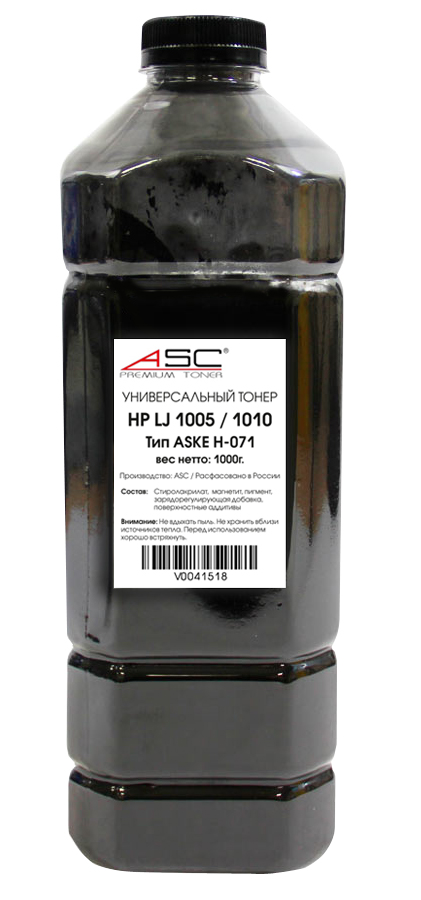 Тонер Универсальный для НР LJ 1005/1010, тип ASKE H-071, Bk, 1 кг, канистра