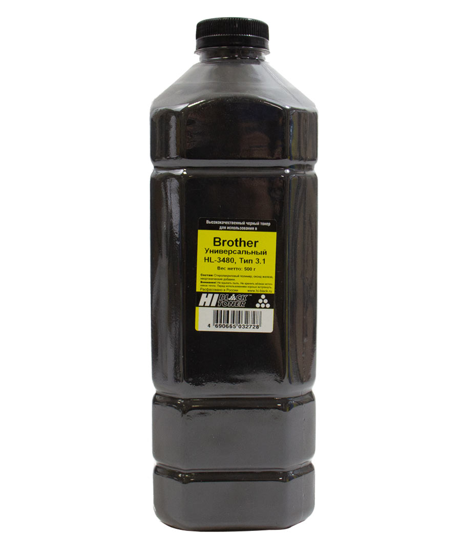 Тонер Hi-Black Универсальный для Brother TN-3480/TN-3430, Тип 3.1, Bk, 500 г, канистра
